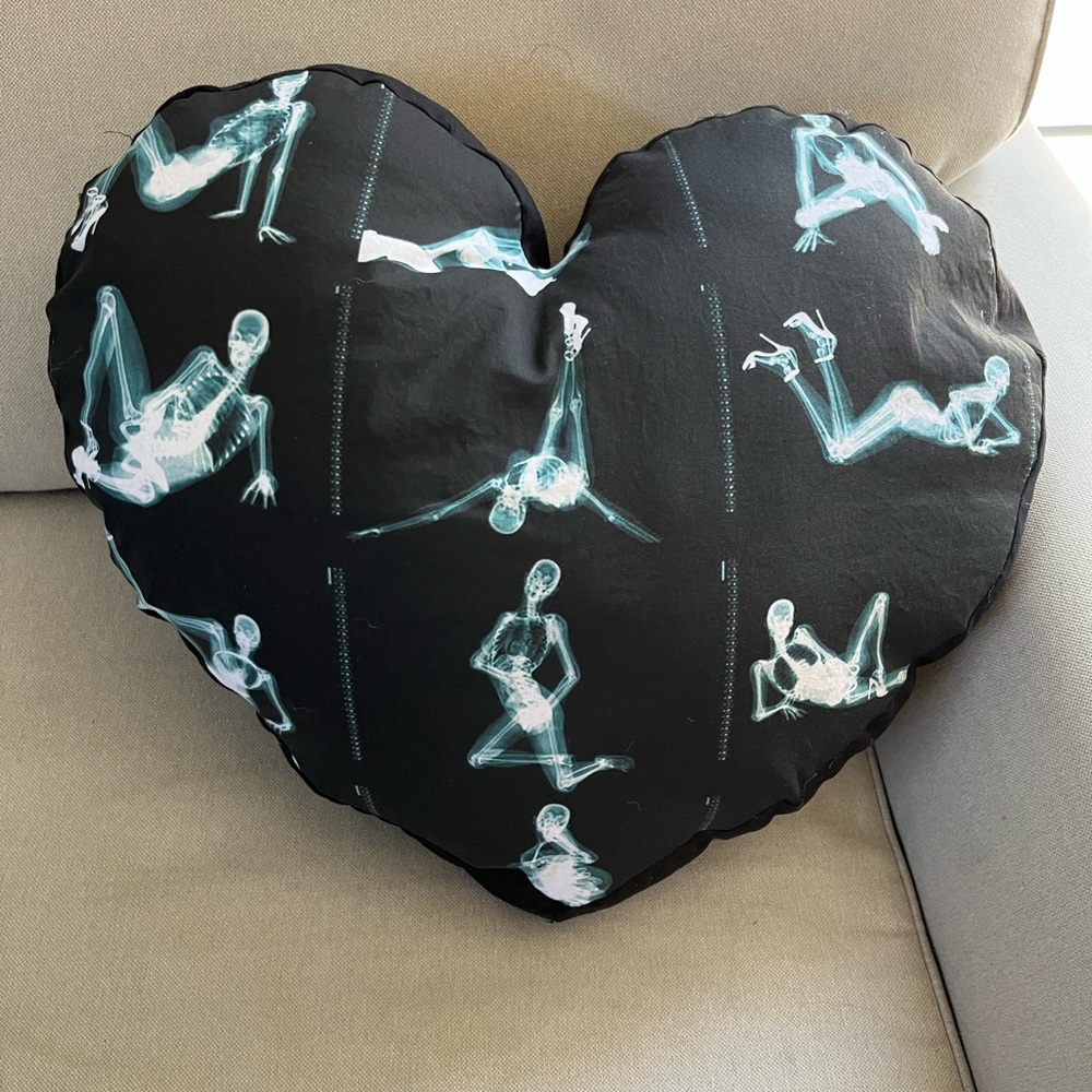 Xray stripper Skelton handmade Heart-Shaped Black Accent Pillow.